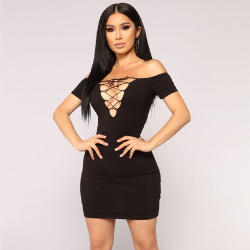 Fashion Nova Elegant Black Let it Happen Off Shoulder Dress
